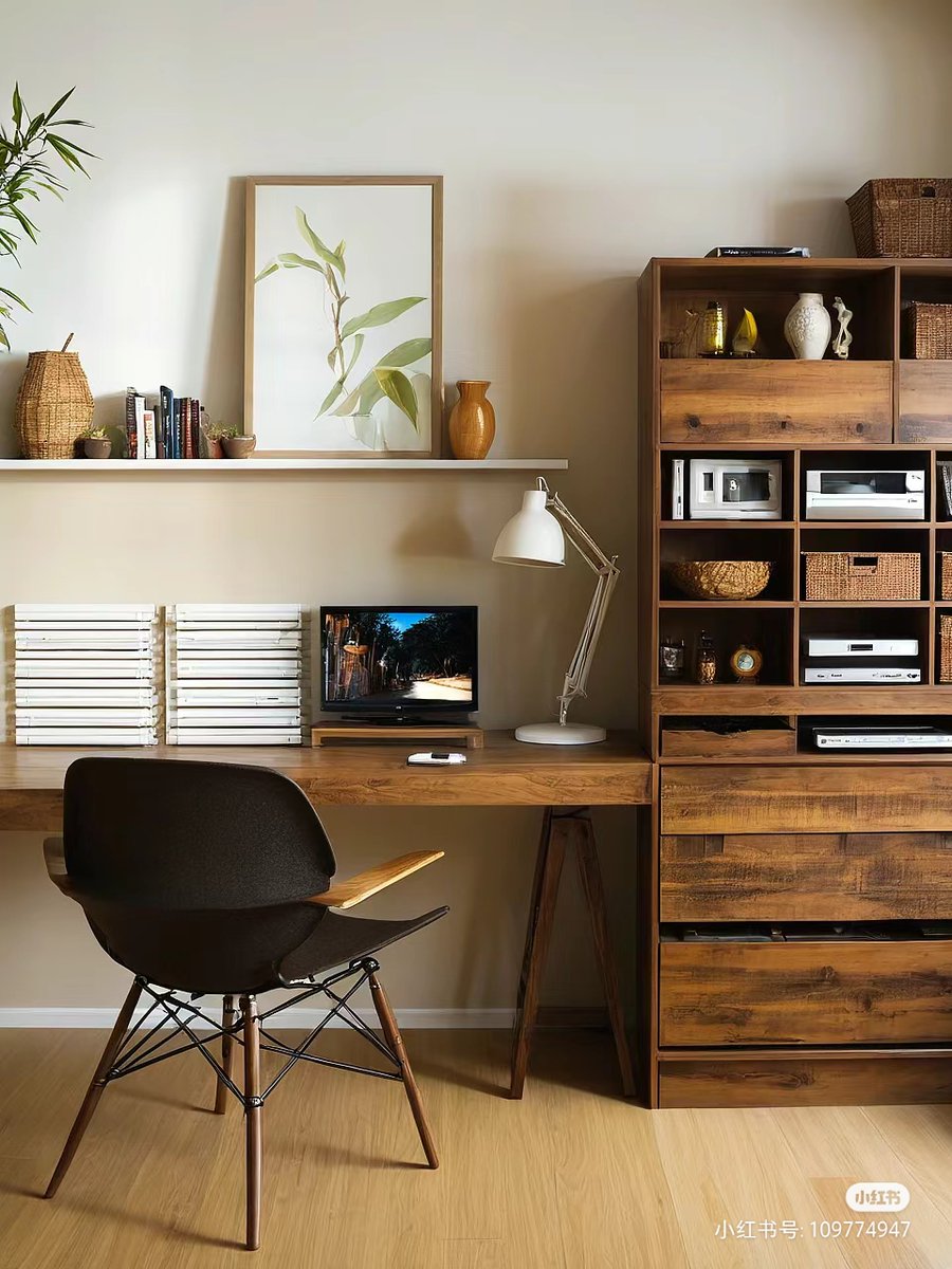 CatMmd's tweet photo. "Level up your workspace with cozy minimalism!  A sleek lamp, organized notebooks, and a tiny succulent = focus + calm. Who’s rearranging their desk today" https://t.co/koosG4q3rV