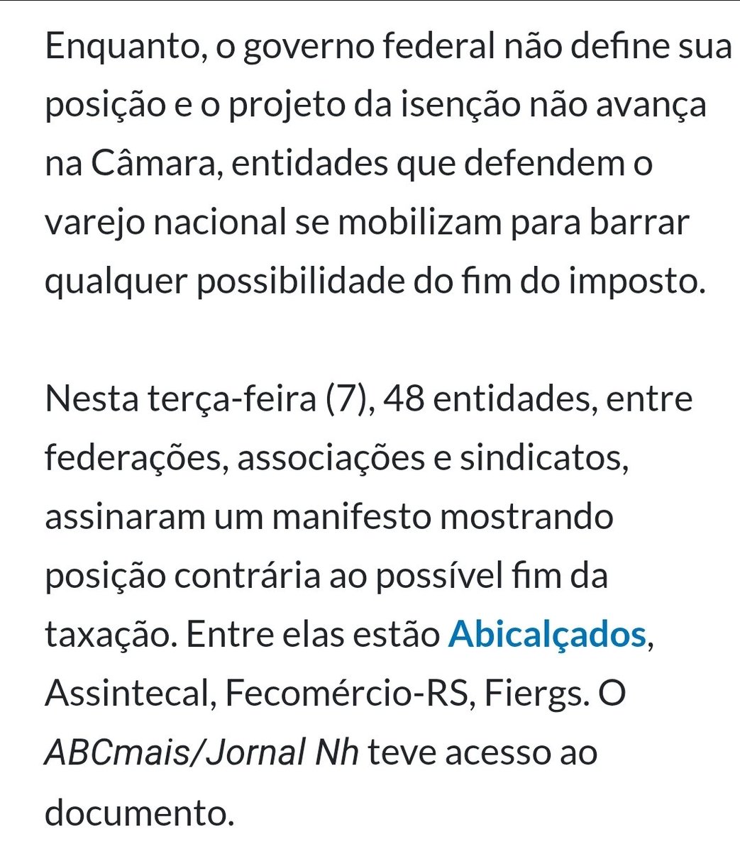 48 entidades, entre federações, associações e sindicatos, são contra o fim da Taxa das Blusinhas

Eu sei que o Lula só quer acabar com ela por causa das eleições. Se ele se reeleger, vai botar ela de novo

Precisamos de um Governo q tenha a coragem de Milei e enfrente esse lobby