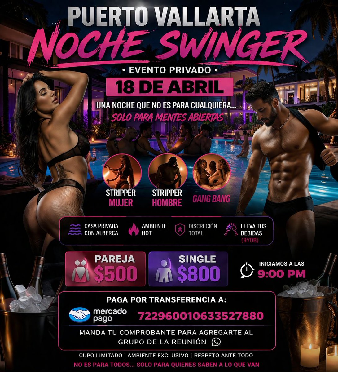 Sábado 18 de abril 9 p.m 
Chicas solas entran gratis 

Se busca chica para show extremo favor de mandar mensaje !!