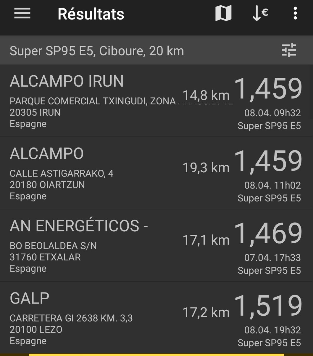 antimythomane's tweet photo. Les prix de l'essence en Espagne ont baissé directement aujourd'hui de 40 centimes, en France ils vont continuer à nous faire douiller.. https://t.co/pXkEwrwTjv