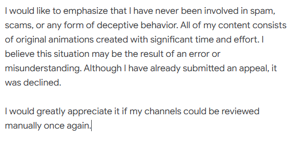 YouTubeREC1's tweet photo. Hello, @TeamYouTube!
My two channels, REC and OverDen, were initially demonetized, and today they were deleted for “spam, scams, and deceptive practices.”
Another channel, NinART, was also deleted, even though it had no connection to them!
 https://t.co/ORVfXcQv1Q https://t.co/vNaXxdzUHz