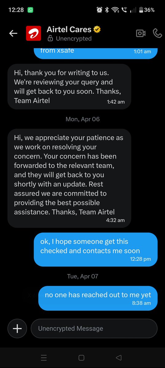 MisriVeer's tweet photo. @Airtel_Presence @airtelindia 
When are you going to respond or have the XSafe camera support team contact me. I reported a possible breach in your system and you asked for my number. But no-one from Xsafe reached out.
#Securitybreach #Airtel https://t.co/FqSvZGYH0E