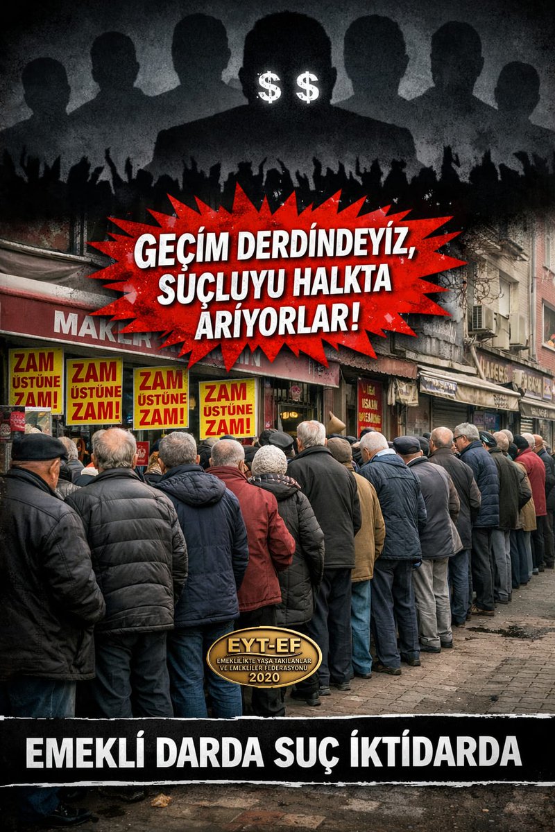EMEKLİ
👇
#EmekliDardaSuçiktidarda

Bugün #Emekli dardaysa;

Sebebi:
Yanlış ekonomi politikaları ve adaletsiz gelir dağılımı ile;

Gerçekleri gizleyen,
#Enflasyon u düşük gösterip,
Maaşları eriten iktidar anlayışıdır !

#5000KısmiDardaSuçiktidarda
<a href="/RTErdogan/">Recep Tayyip Erdoğan</a> 
<a href="/isikhanvedat/">Prof. Dr. Vedat Işıkhan</a>