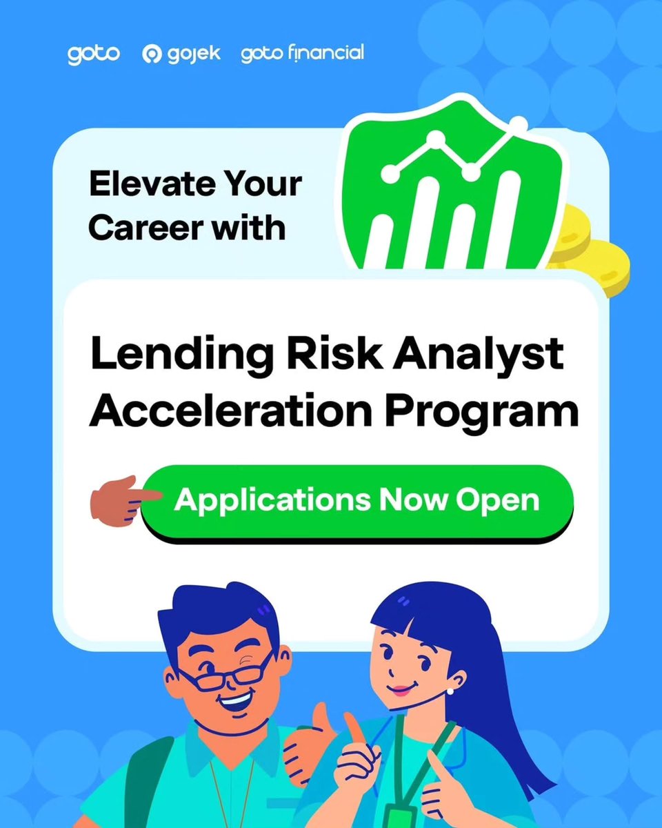karirfess's tweet photo. Info loker dari GoTo, Lending Risk Analyst👇 https://t.co/yCy2mO2TyJ