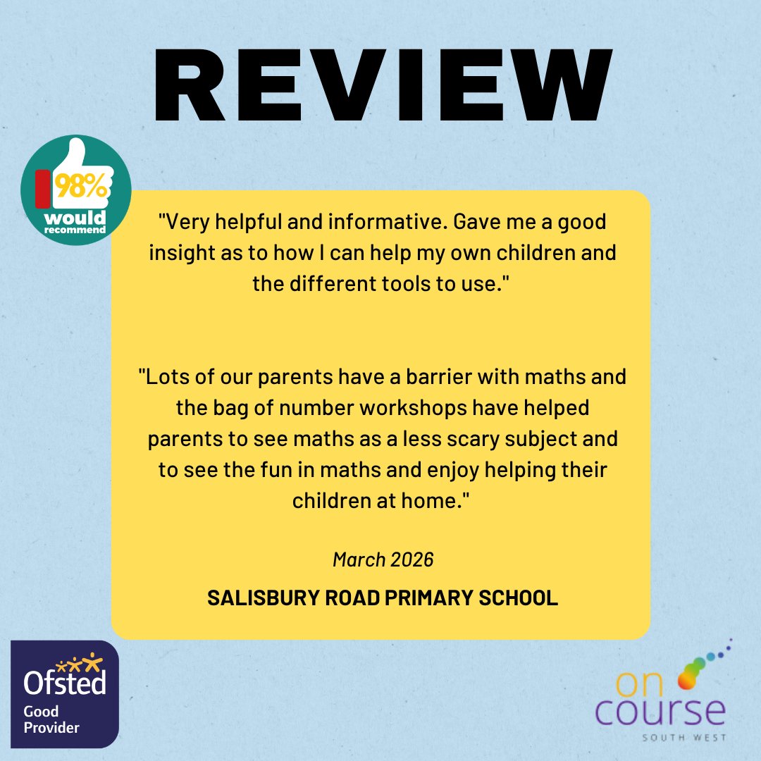 OnCourseSW's tweet image. Another amazing review for our Tutor Noel, who has been visiting local schools to deliver the free 'Bag of Number' project. Want to find out more? Please get in touch.

👉ow.ly/N6wj50WtPUm

Email Noel.Mitchell@plymouth.gov.uk

#Numeracy #Schools #Plymouth