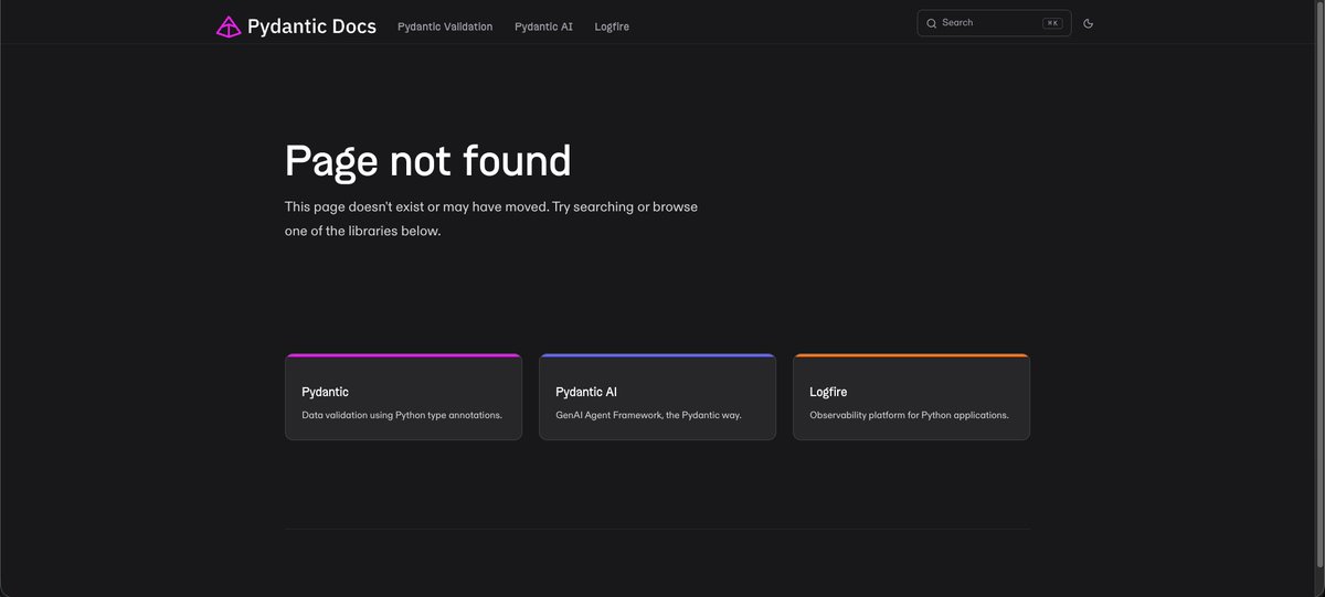 _chulan's tweet photo. Pydantic updated their documentation without warning and the documentation repository was not made public, meanwhile, I lost llms.txt.  

Is this expected? @samuelcolvin @pydantic https://t.co/Q3IrQTa1Qn
