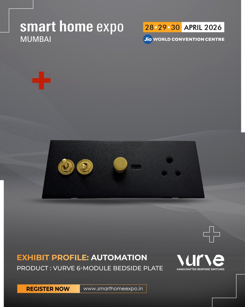 expo_smart's tweet image. See a more refined approach to bedside control at Smart Home Expo 2026 with the Vurve 6-Module Bedside Plate on display.

April 28 • 29 • 30, 2026
Jio World Convention Centre

Register to Visit: smarthomeexpo.short.gy/QBcJEc

#SmartHomeExpo #Vurve #HomeAutomation #BespokeSwitches