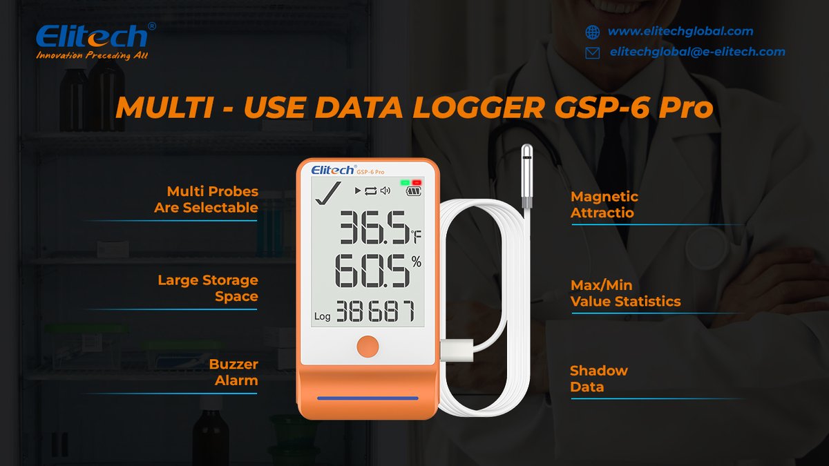 elitech_global's tweet image. Elitech GSP-6 Pro is the ultimate multi-use #DataLogger for your cold chain needs.

Perfect for Labs, Fridges, and #ColdChain logistics.

Explore #HVAC solutions at #Elitechglobal elitechglobal.com or via elitechglobal@e-elitech.com

#realtimemonitoring #Pharma #Elitech