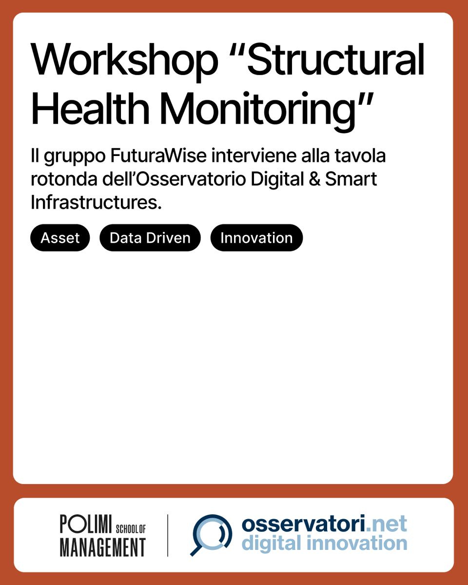 kode_solutions's tweet photo. Today our group FuturaWise at the #StructuralHealthMonitoring workshop, organized by Osservatorio Digital & #SmartInfrastructure @polimi with Simone Colla CEO di NexaTree intervening at the opening Round Table.
#Kode #AI #DataScience #AssetManagement https://t.co/j7IOefbWz1