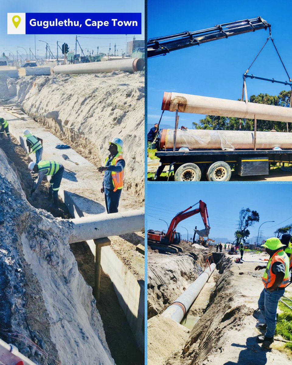 Ooooh I love seeing new water pipes being installed! 😍🏗️

Here’s a new and upgraded bulk water main along Govan Mbeki Road, Gugulethu. Bringing better water access and more dignity to the residents of Gugs and surrounds! 🚰💙