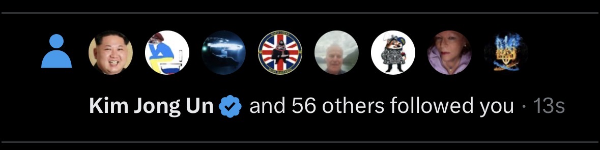 I am rate limited so i’ll follow back in a bit but did a little spittake at one of my latest follows 😂😅<a href="/vlad_parody/">Kim Jong Un</a>