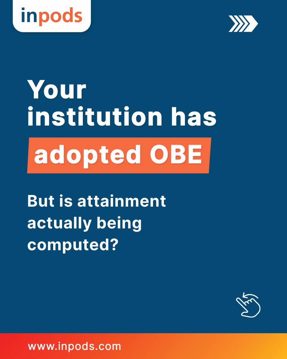 InpodsAI's tweet image. Your institution has adopted OBE. But is attainment actually being computed from real assessment data - consistently, across every course?

Book a 15 minute demo: inpods.com/demo/

inpods.com

#OBE #OutcomeBasedEducation #NAAC #NBA #AccreditationReadiness