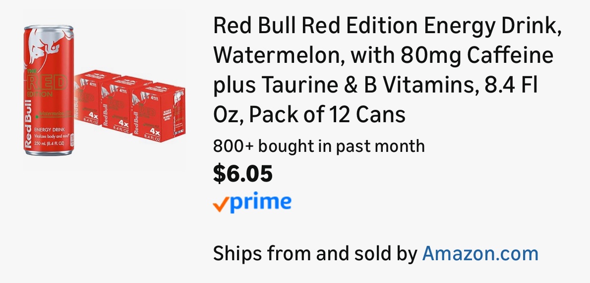 glitchaddicts's tweet image. PACK OF 12 RED BULL FOR $6 😳

Less than 50 cents per 

Amazon messed up the price, while supply last 

deals.pennyexplorer.com/r/B1ytQt #ad