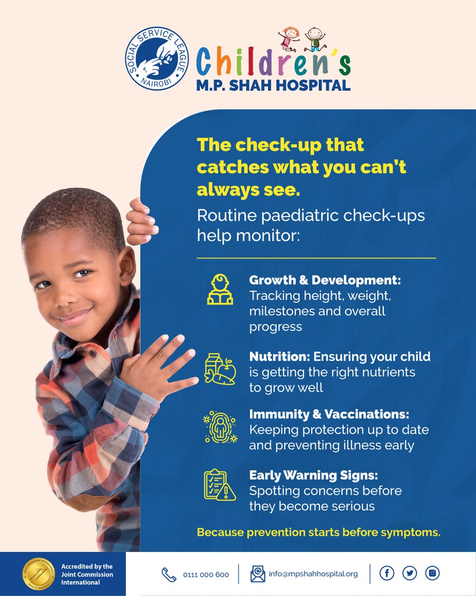 MPShahhospital's tweet image. Not all health concerns are visible. Routine paediatric check-ups help track what parents can’t always see growth, development, nutrition, and early warning signs. Prevention isn’t reactive. It’s proactive.

#PreventiveCare #ChildDevelopment #MPShahLegacyOfCare #MPShahCares