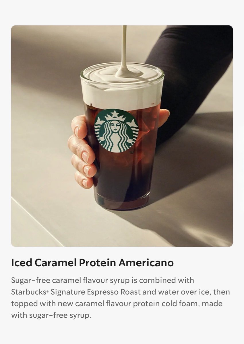 All_Things_New_'s tweet image. Protein Cold Foam lands at Starbucks! 👀 Made with sugar-free syrup, the vanilla and caramel flavour cold foams are available across three iced favourites, giving an extra 15g of protein to your drink 🧊☀️ @starbucksuk #starbucks #protein #proteincoldfoam #coffee #wellthisisnew