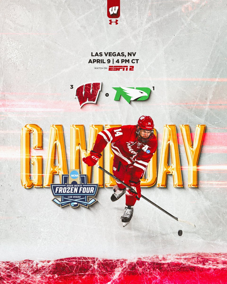 It's a GREAT DAY for the Frozen Four!!!

📍 T-Mobile Arena, Las Vegas
🆚 North Dakota
🕓 4 p.m. CT
📺 ESPN2
📈 ncaa.com/game/6538230

📰 go.wisc.edu/mhkyncaatourne…