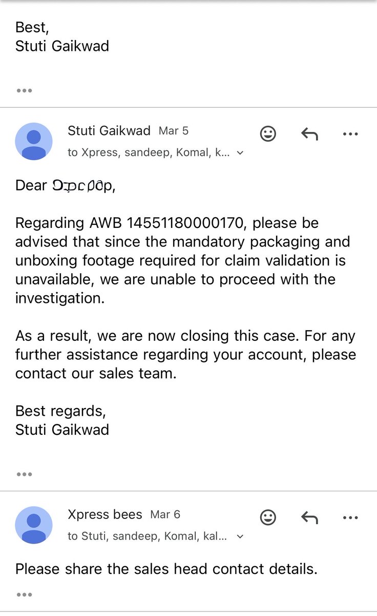 KoalSage's tweet photo. @MrityunjayaSin4 @SBijlwan16451 @XpressBees_IN @AmazonHelp @amazonIN @jagograhakjago @nch1915 .@MrityunjayaSin4 They’ll say they have no control over products, refunds, or claims. Their team stalled, citing an “investigation” for a delayed and wrong parcel. Then they closed the case and asked to contact sales—no details shared. SSs attached

.@XpressBees_IN  #Fraudsters https://t.co/oTIBxBa6Pf