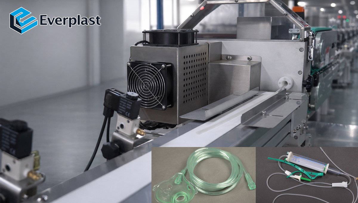 everplast's tweet photo. 【EVERPLAST 工廠日誌 #65】

工程師於現場進行電控系統檢測與參數優化，逐一確認各關鍵環節運作狀態並精準排查異常，確保整體生產線穩定高效運行；團隊同步進行即時調整與技術討論，強化細節控管與經驗整合，不僅提升設備穩定性與製程一致性，也進一步確保醫療管於輸液、氧氣供應及各類醫療應用中的品質與可靠性。

#Everplast #頡懋實業 #頡欣機械 #Extruder #EverplastMachinery #machine #industry #factory #machinery #extrusionline #medical_tube #pipe #tube #醫療管