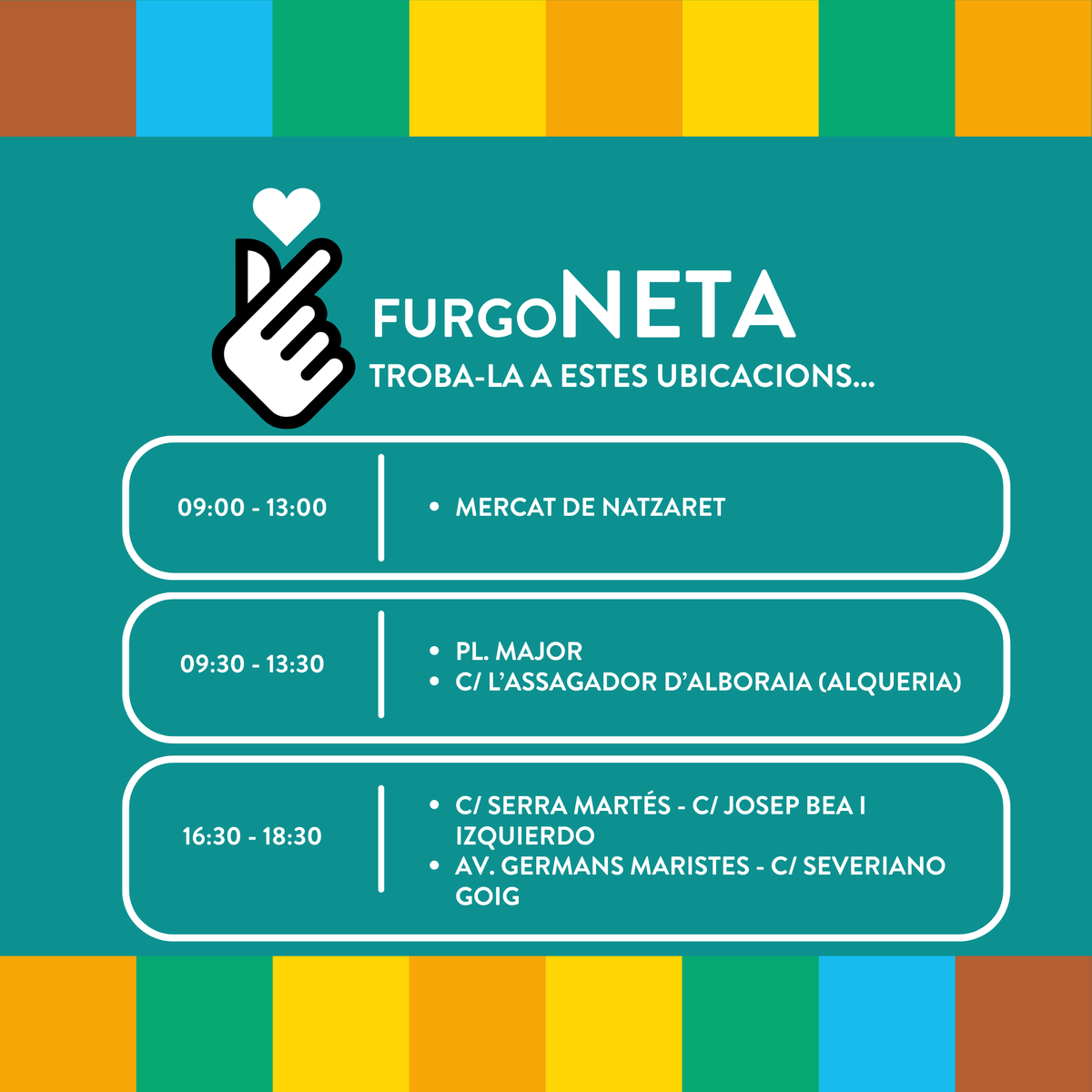 ValenciaNetaVLC's tweet image. 🚛♻️  La #FurgoNETA de #ValènciaMésNetaMésVerda arriba hui al barri de #Natzaret, #ElMercat, #Pinedo, #SantLlorenç, #Benicalap i #NaRovella per a sensibilitzar la població sobre la importància de separar correctament els residus i mantindre neta la ciutat.