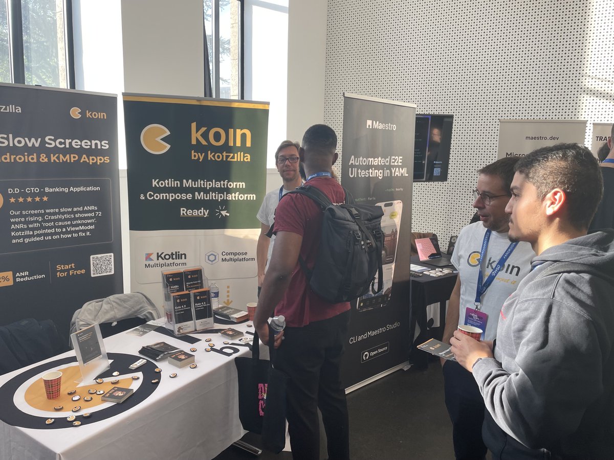Kotzilla_io's tweet photo. AndroidMakers Paris, here we are! 🇫🇷

Come say hi at the Kotzilla booth and let's talk about:
- KMP observability, now generally available
- What happens when Koin meets the Kotlin Compiler♥️ (spoiler: it's big) https://t.co/vVbXTVh1UE