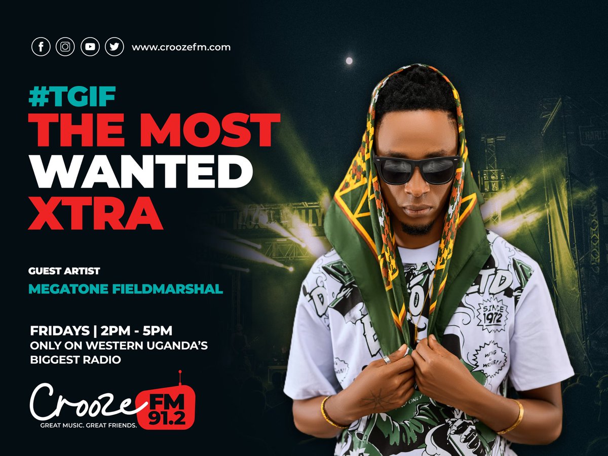djmodern256's tweet photo. #tgif this friday • 10th • April • wer' havin' ⁦@MegatoneUG⁩ as our guest artist....Tune in for lit vibes fam _ 2:00pm - 5:00pm • Friday • @91.2 CroozeFm📻 https://t.co/RmB9u37DXC