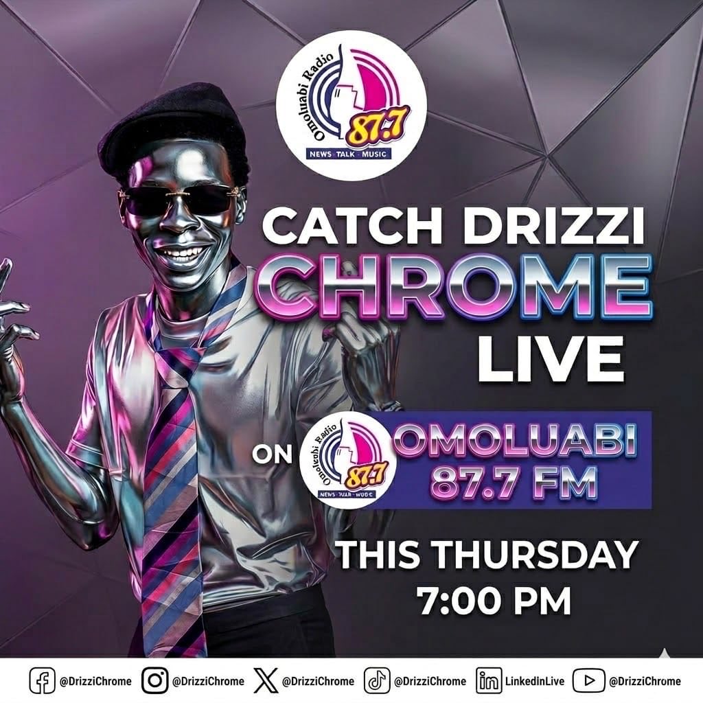 chrome_bby's tweet photo. Before my radio tour officially kicks off, I got invited for a radio interview in Ibadan.

I’ll be live on 87.7 FM Omoluabi by 7PM today. Don’t miss it, tune in! 📻

#DrizziChrome #RadioInterview #Ibadan https://t.co/FS6dHLAIZN