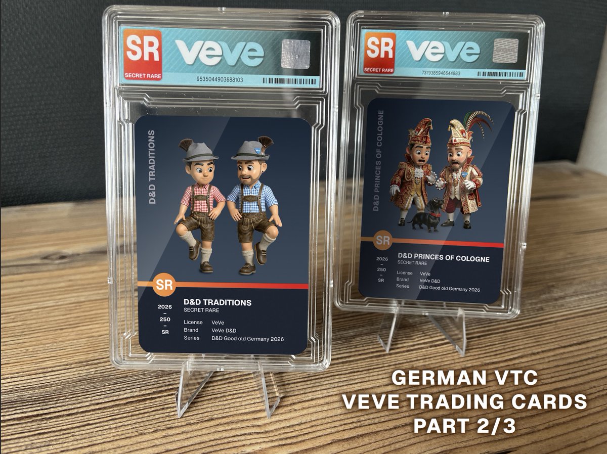 VeVeVersum's tweet photo. Hello @DavidYuNZ , hello @Daniel00077  — if you make it to Germany in 2026, you won’t just experience a unique event and the amazing German community, but also a very special German VTG “German VeVe Trading Card” set.

This set consists of 6 cards, exists only 4 times worldwide, is individually numbered, signed, and will be presented in a very special way: one for you, David, one for you, Dan — and I’ll keep two for promotion on my VeVe YouTube channel.

So David and Dan: if you want to claim this unique set, come to Germany. The German community — and the set — are waiting for you.

#vevegermany #CollectorsAtHeart #veve #VeVeFam #VeVeCommunity #VeVecollectibles  #CollectTogether @veve_official @DavidYuNZ @Daniel00077 @My_Collectables @flexicollects @CollectChain
@DonJuanSolo @CaptainVEVE @wc3nte @Fairyman1986 @jtemp02 @Nexclusive86 @PsyCrypto26133 @Doctor4Pixel @a1nstinct @Nightrider1812 @VeVeMeister
