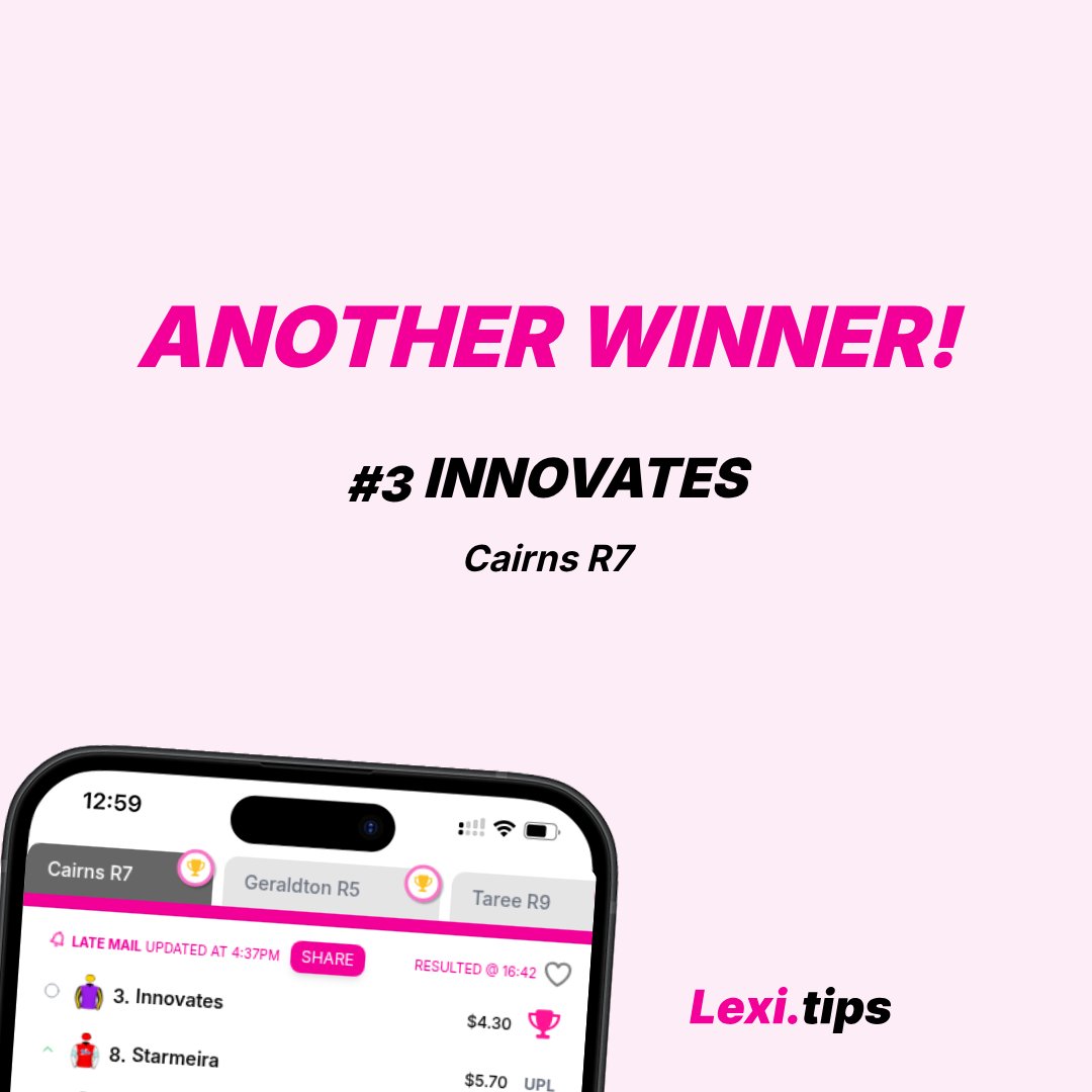 Lexi_Tips's tweet photo. Another Winner tipped by Lexi. #3 Innovates wins Race 7 at @CNSJockeyClub

Get your tips here https://t.co/zwBTAsmjiB and get in on the action. https://t.co/iAf3yxSyEA