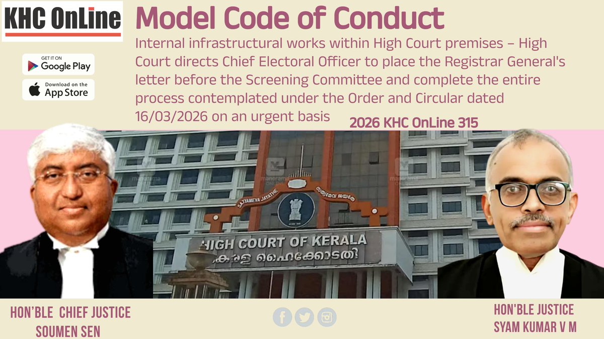 khconline1's tweet photo. #ModelCodeOfConduct #HighCourtDirective #ChiefElectoralOfficer #ScreeningCommittee #InfrastructureWorks #MCC #LegalUpdate https://t.co/mqERUxHRQ9