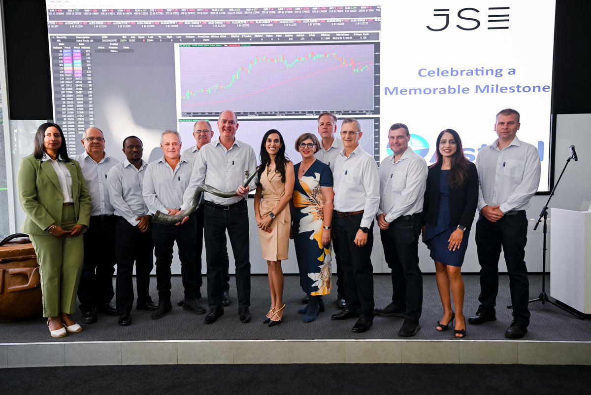 JSE_Group's tweet photo. Join us in celebrating Astral Foods Limited’s 25-year listing anniversary. Since listing on our market in 2001 at R7,75 per share, Astral has delivered strong and consistent growth, today trading at R251,25 per share with a market capitalisation of over R10 billion. Operating at the heart of one of South Africa’s most strategically important sectors, Astral’s 25‑year journey stands as a testament to the strength, resilience and long‑term contribution of locally rooted businesses to our economy.