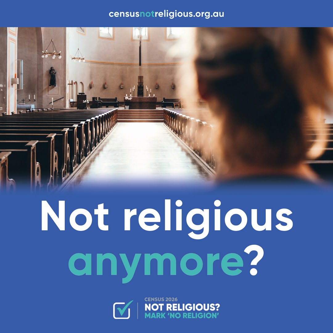 CensusNR's tweet photo. If you’ve moved away from religion, it’s important that you reflect this at Census time. When the national Census is held in August, you will have the opportunity to mark ‘No religion’ if you’re not religious anymore. Find out more: https://t.co/Be5GbwoKq6
#Census26 #NotReligious https://t.co/BXSVhNZ63X
