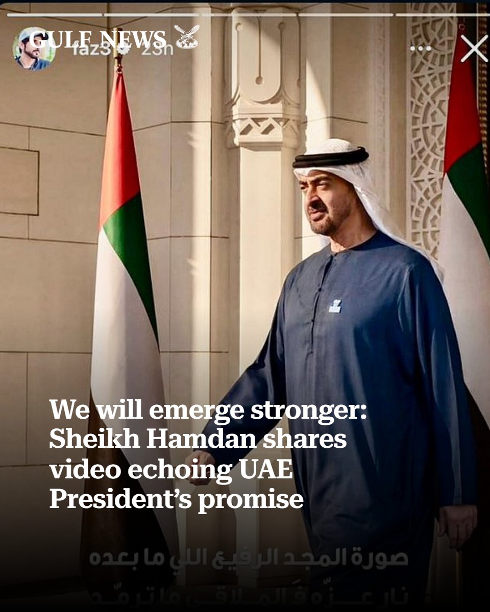 gulf_news's tweet photo. Dubai Crown Prince shares powerful video and poem praising President 'who keeps his word'
https://t.co/MXgeL2Hf1J https://t.co/qEPAvI7QnV