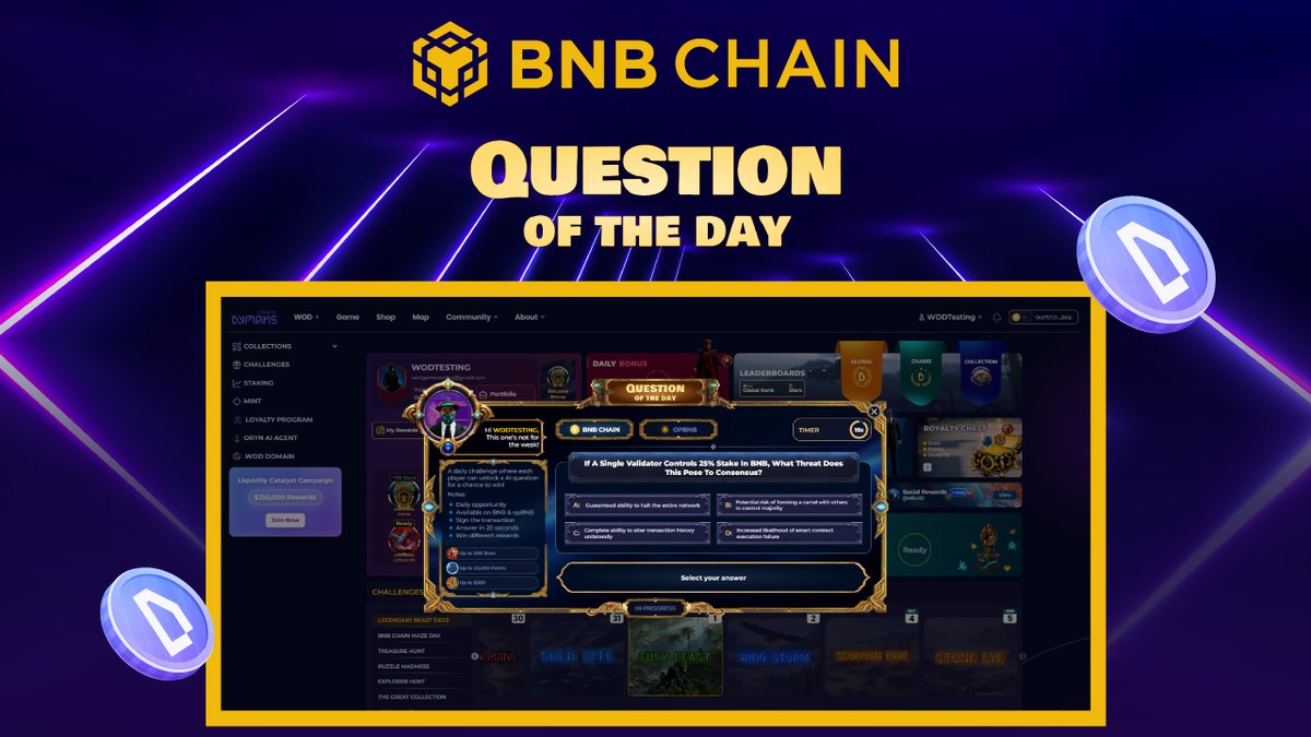 🧠 Everyone claims they know <a href="/BNBCHAIN/">BNB Chain</a>.

Few can prove it.

One question a day. No excuses.

Show up. Answer. Improve 👇
worldofdypians.com/account#daily-…