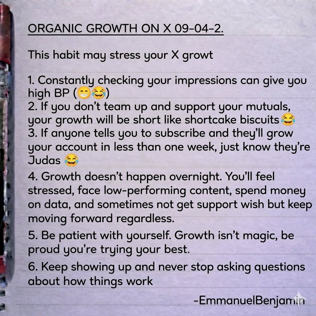 Emmanue42696164's tweet image. 6 habits that will frustrate your X growth

Accounts under 1k, please read carefully. Retweet so others can benefit 🙏

Let’s keep making progress together 👌

#SocialMediaGrowth #GrowthStrategy