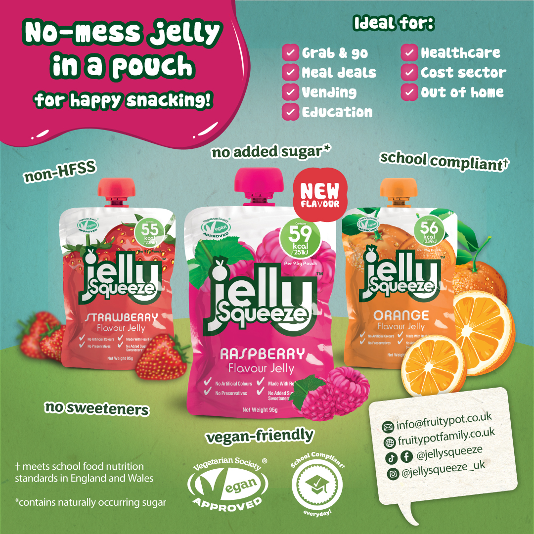 TWGroup25's tweet image. No added sugar, no sweeteners, and fully school-compliant, Jelly Squeeze pouches are the fuss-free, vegan-friendly fruity treat that ticks every box for education, healthcare, and on-the-go snacking.

#SchoolCompliant #OnTheGoSnacks #NoAddedSugar