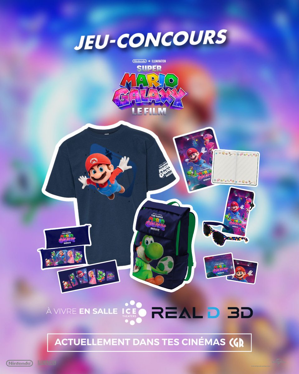 SUPER MARIO GALAXY - LE FILM est en salles et on a pas fini de te gâter, tente ta chance pour remporter un super kit de goodies aux couleurs du film🍄

Pour participer :
👉 Follow CGR Cinémas
👉 RT

Découvre le film en RealD 3D dans tes cinémas CGR !