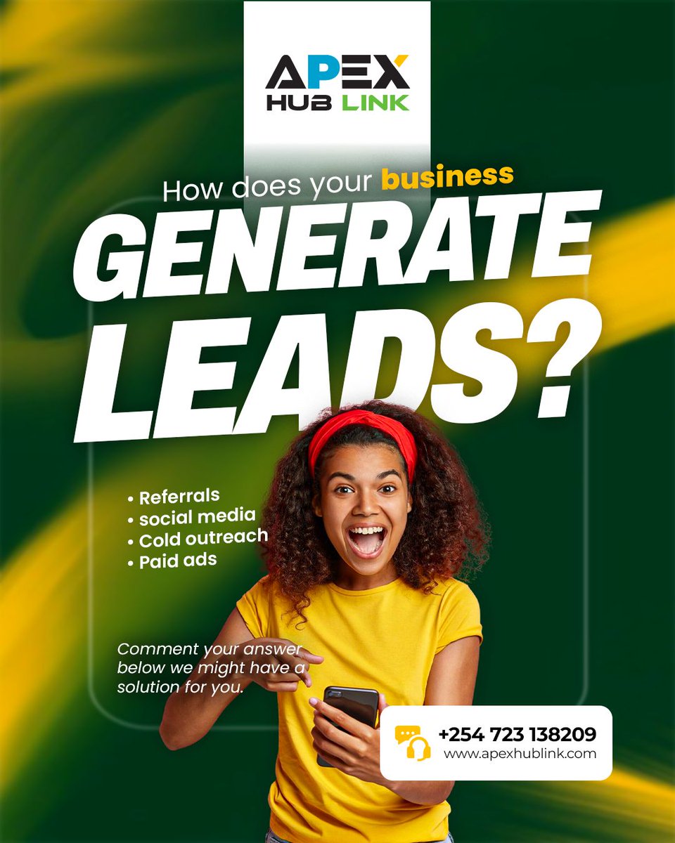 apexhublink2026's tweet photo. How does your business generate leads?
Referrals, social media, cold outreach,or paid ads?
If your pipeline is not producing real sales conversations, the strategy may need to change.
Start generating qualified leads today.
#LeadGeneration #B2BSales #SalesPipeline #BusinessGrowth https://t.co/fWXiIBJdsx