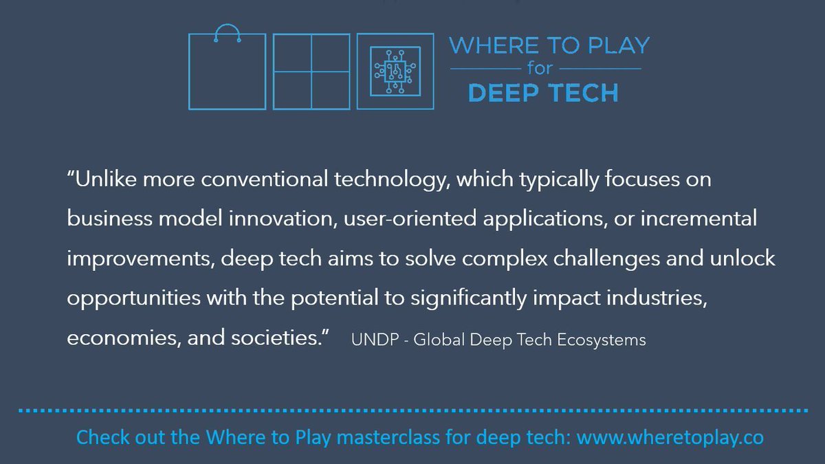 WhereToPlayCo's tweet photo. 𝗪𝗵𝗲𝗿𝗲 𝘁𝗼 𝗣𝗹𝗮𝘆 𝗳𝗼𝗿 𝗗𝗲𝗲𝗽 𝗧𝗲𝗰𝗵 (𝟮/𝟭𝟮) 
Deep tech aims to solve complex challenges and significantly impact industries and societies. If you are part of this ecosystem, join our upcoming #WheretoPlay Masterclass for Deep Tech:
https://t.co/hyefAqhkTm https://t.co/FfDzmdkLHE