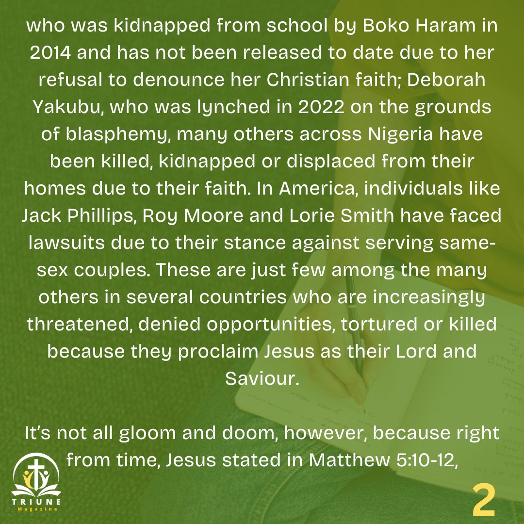 triunemagazinee's tweet photo. EDITOR'S NOTE  from our Chief Editor, @PPBlessing

Topic: Joy In Persecution 

#triunemagazine 
#evangelism
#persecutedchurch 
#christianity 
#editorsnote https://t.co/9EPIoGYKMC