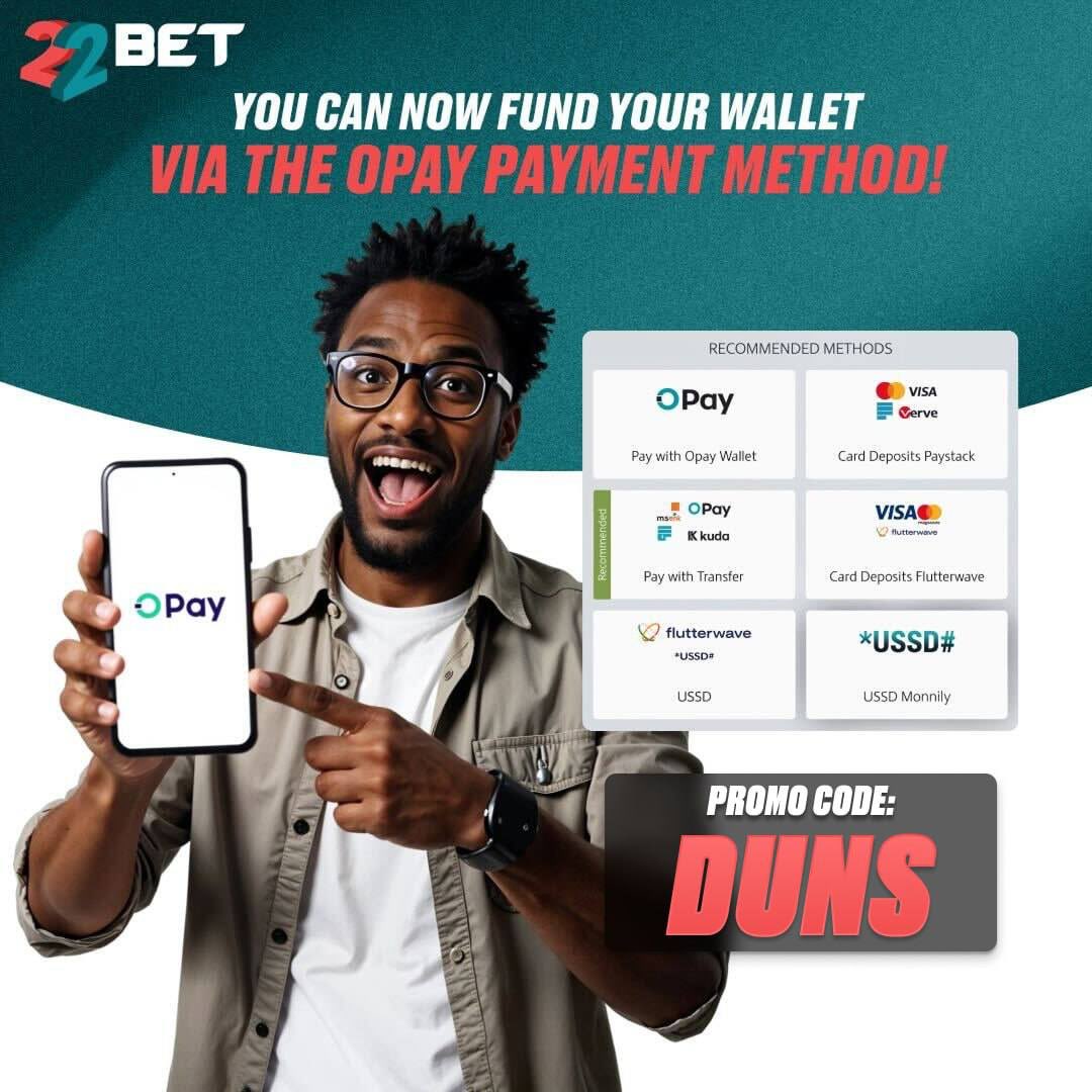 LifeofAdunni's tweet photo. 100 odds on 22BET 

Code 👉 TF35Y

Enjoy a 100% bonus on your first deposit as a new customer when you sign up &amp; use promo code “DUNS” 

Sign up now 👉 https://t.co/0onQZcMJmm

 Fund your accounts easily with Opay or PalmPay. https://t.co/Lket66T2kZ