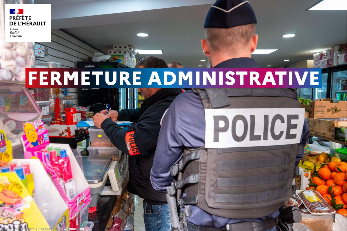 Image de Préfète de l'Hérault : ❌ Nouvelle fermeture administrative à Ville de Béziers 

Le sous-préfet de Béziers a procédé à la fe