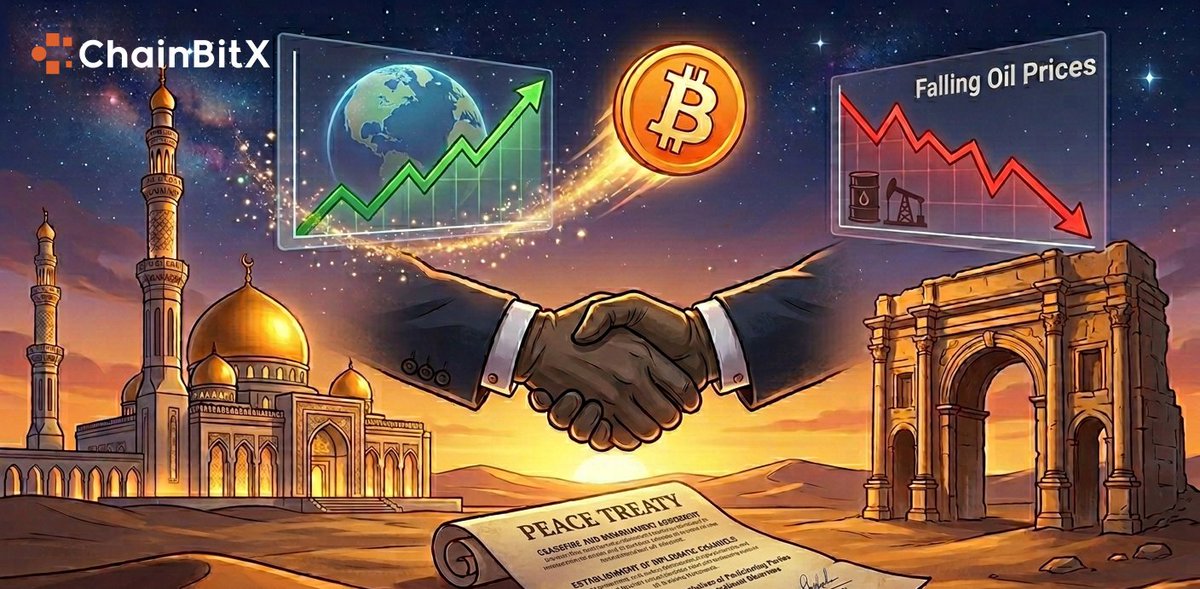 ChainBitX's tweet photo. Ceasefire headlines sent oil lower, while BTC and gold gained as market sentiment shifted fast.

Trade the momentum with ChainBitX.

#TradeBTC #TradeXAU #ChainBitX https://t.co/PnJvtCHTUt