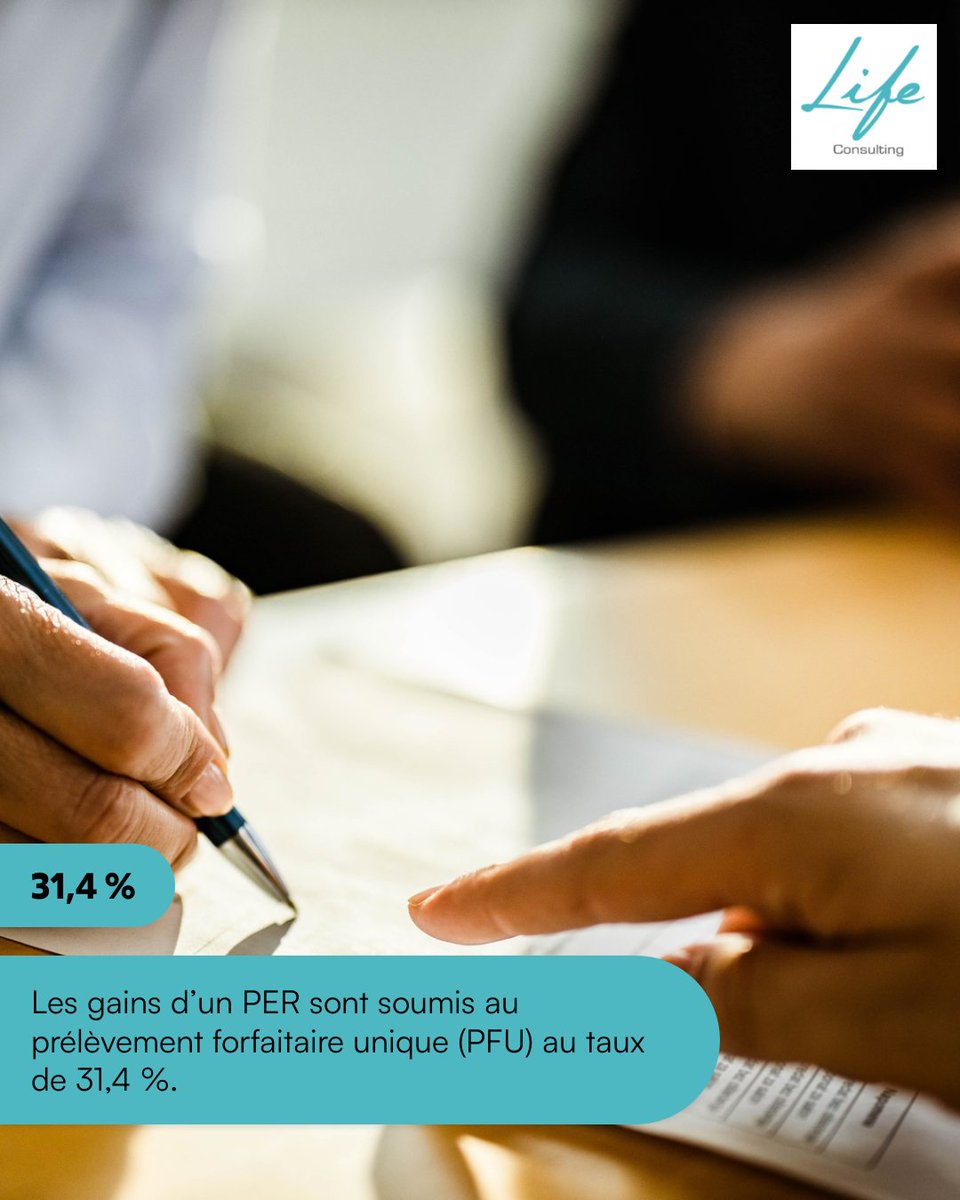 LifeConsulting5's tweet photo. On pense souvent au PER pour la déduction d’impôt à l’entrée… et on oublie la fiscalité du rendement. 💡 Au moment de la sortie, les gains ne sont pas “hors taxe” : ils passent au prélèvement forfaitaire unique, aujourd’hui à 31,4 % (impôt + prélèvements sociaux). 🧾 Un (1/3) https://t.co/oDr2n5VjeH