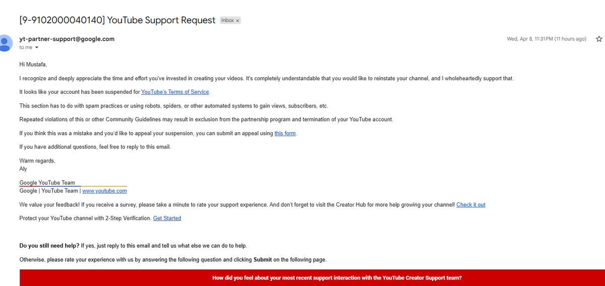 ytcreatorsbl's tweet photo. This is really frustrating.
My channel was banned 5 months ago for circumvention. My appeal was rejected within minutes, and later I was told it was for spam, which is not true.
I have proof, but it feels like no human review happened. @TeamYouTube please review my case properly. https://t.co/uEob8LZ1r3
