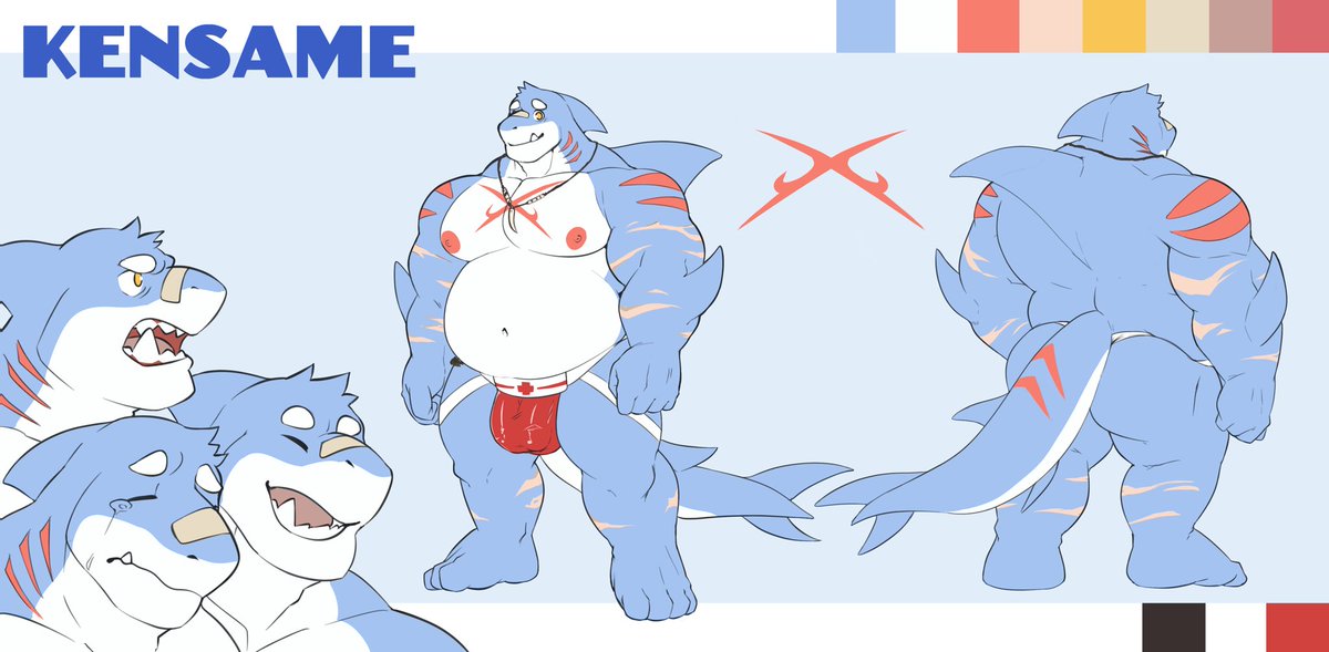 sharky_kensame's tweet photo. A very buoyant shork named Kensame, standing by for duty. 
If you try to ask him about his favorite snack, be careful... he’s got his eyes locked on you.

Arts done by
@Lazy_tiggy
@whitebeast20
@kb_kororoman

🦈❤️ https://t.co/8apiKzHkxe