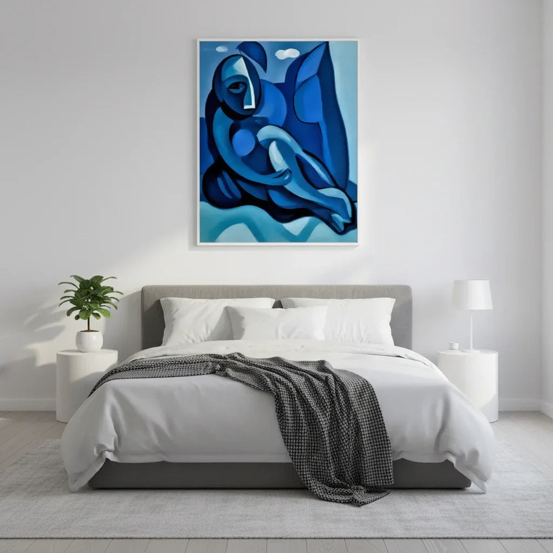 Esmonbijouart's tweet image. Abstract Blue Figure in Contemplation: cubist-inspired, blending geometric forms and blue shades for introspective beauty. Add this tranquil piece to your collection! #ArtLovers #BlueArt #AbstractArt