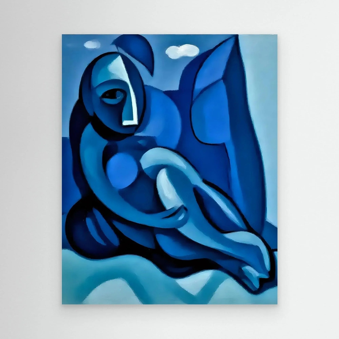 Esmonbijouart's tweet image. Abstract Blue Figure in Contemplation: cubist-inspired, blending geometric forms and blue shades for introspective beauty. Add this tranquil piece to your collection! #ArtLovers #BlueArt #AbstractArt