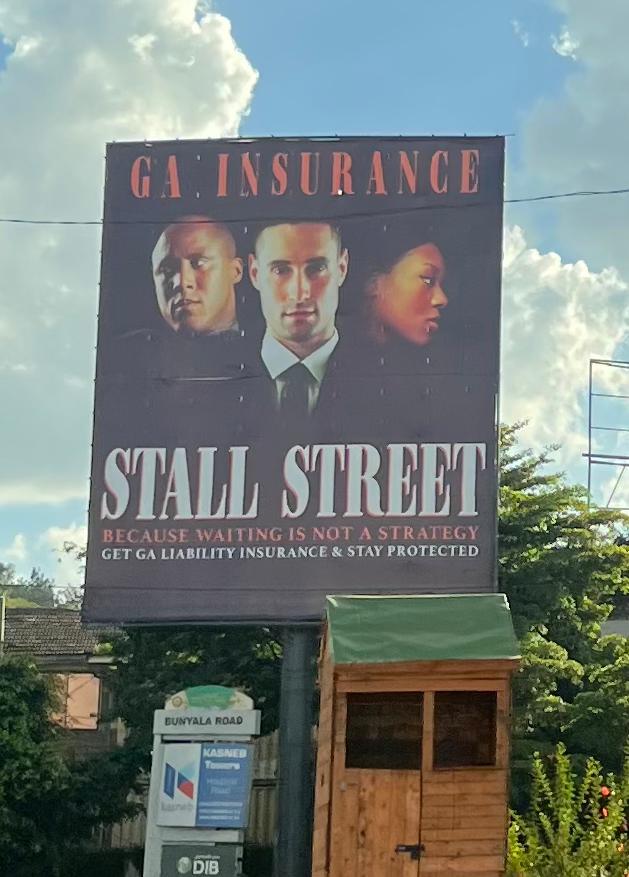 CompatKE's tweet photo. I saw this STALL STREET Billboard on Uhuru Highway &amp; I was impressed! 

Shoutout to all Wall Street Fans! Your take? Join us in the conversation

.@GAinsuranceltd helps you protect businesses from employee-related financial risks.

#RestAssured
#NoMoreDrama
#GALiabilityInsuarance https://t.co/rM5c2d3zPV