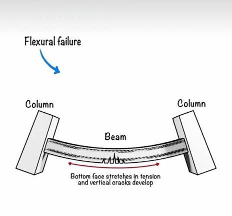 bruno_obiora's tweet photo. FLEXURAL FAILURE/SHEAR FAILURE 

FLEXURAL FAILURE happens because of bending when a beam carries a load , it bends the bottom part and it goes into tension and the top part goes into compression . So when the bending stress becomes too much, the beam starts to crack slowly https://t.co/aISKi6QWZd