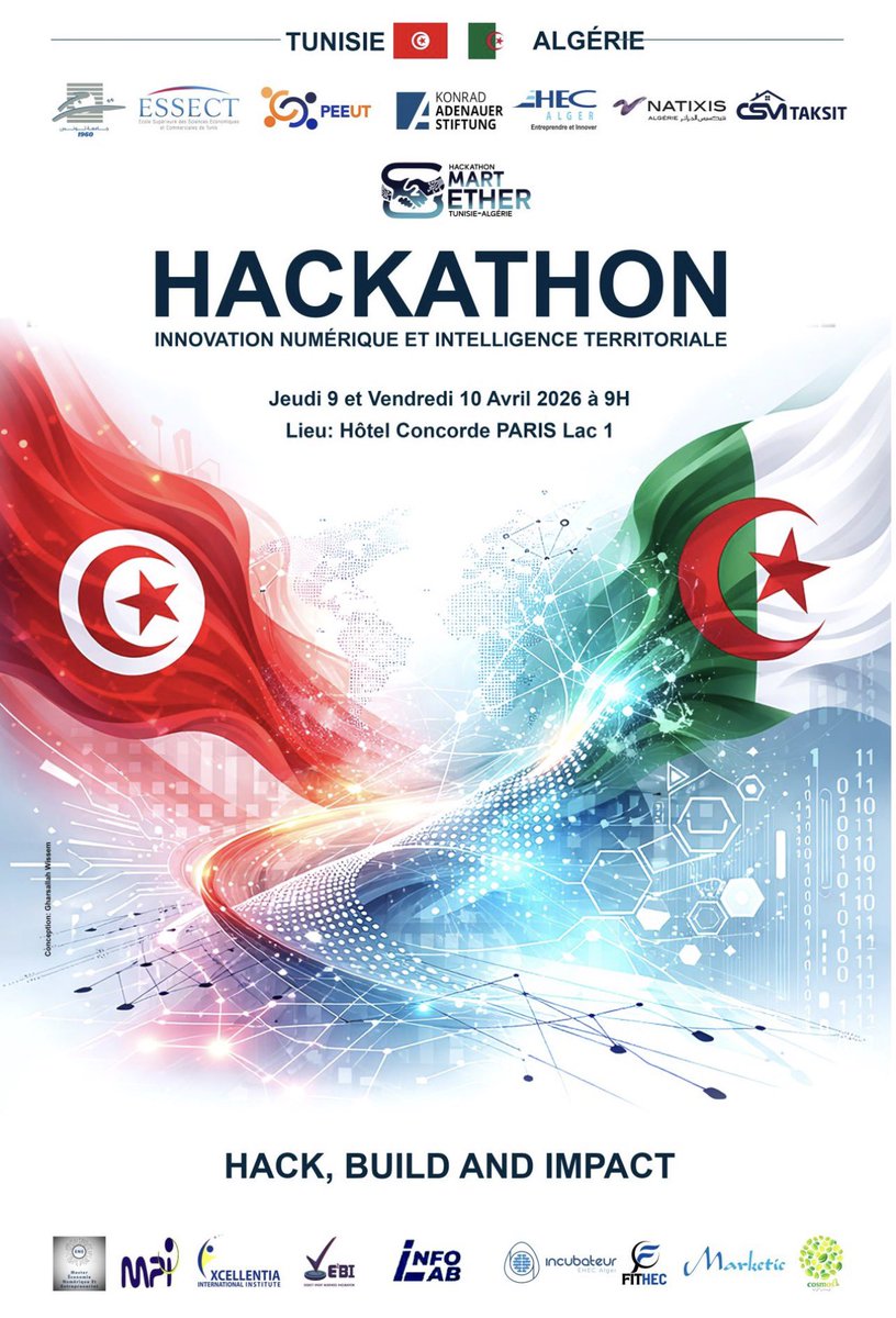HichamBABAAHMED's tweet image. En déplacement en Tunisie 🇹🇳 pour le #Hackathon Smart2Gether Tunisie–Algérie : innover pour des territoires plus résilients

#Smart2Gether #Hackathon #InnovationNumérique #IntelligenceTerritoriale #Algérie #Tunisie #Coopération #Entrepreneuriat #IA #Impact